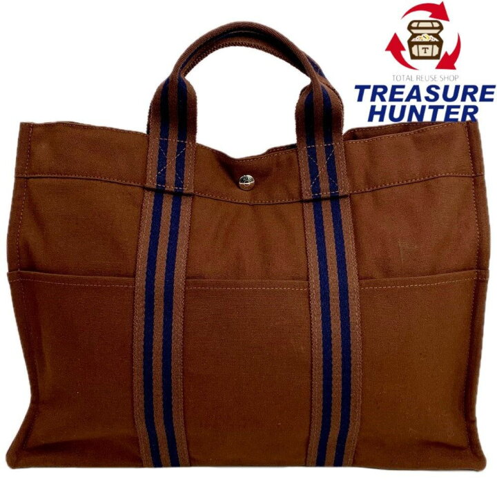 楽天市場】HERMES フールトゥMM ブラウン×ネイビー トートバッグ  