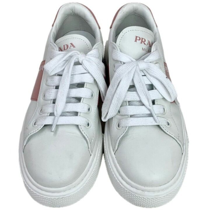 楽天市場】PRADA ロゴレザーローカットスニーカー 1E223M サイズ22cm 