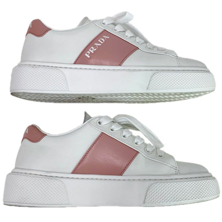楽天市場】PRADA ロゴレザーローカットスニーカー 1E223M サイズ22cm 