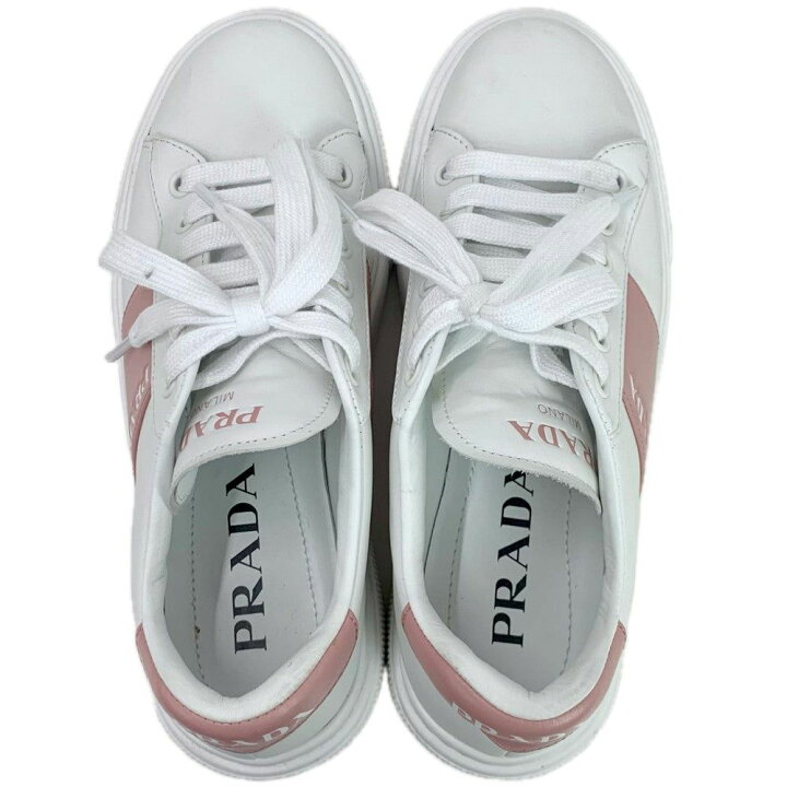 楽天市場】PRADA ロゴレザーローカットスニーカー 1E223M サイズ22cm 