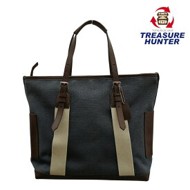 中古 COACH Bleeker City Canvas Tote 70896 ブリーカー シティー キャンバス シティー トートバッグ ネイビー 【102061963002】