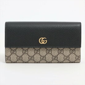 GUCCI/グッチ　GGスプリーム　GGマーモント PVC×レザー長財布　456116　【中古】