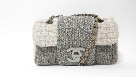 CHANEL/シャネル ツィード チェーンショルダー ベージュ　グレー　9番台　シール有　ショルダーバック 【中古】