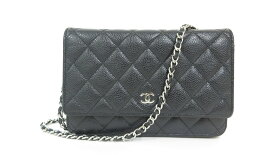 CHANEL/シャネル　マトラッセ キャビアスキン チェーンウォレット　WOC　ブラック　27番台　クロスボディバッグ　【中古】