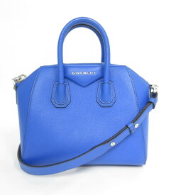 GIVENCHY/ジバンシー　アンティゴナ レザー2WAYハンドバック　スモール　ブルー　本革　【中古】