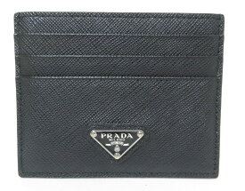 PRADA/プラダ　サフィアーノ カードケース　三角ロゴ　ブラック　名刺入れ　カードケース　【中古】