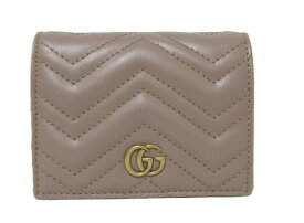 GUCCI/グッチ　ダブルG レザーコンパクトウォレット　466492　　二つ折りコンパクトウォレット　ベージュ　【中古】