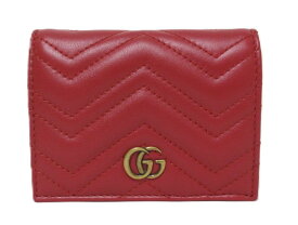 GUCCI/グッチ　ダブルG レザーコンパクトウォレット　466492　二つ折りコンパクトウォレット　レッド　【中古】