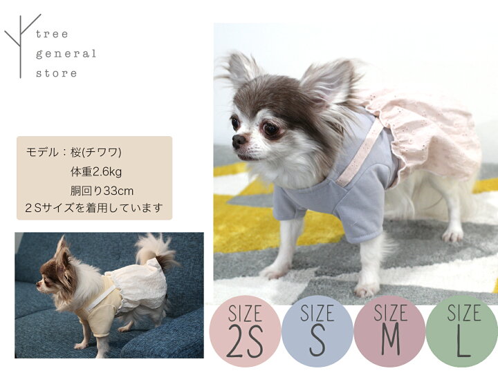 楽天市場 クリックポスト送料無料 犬 服 ウエア 春夏 小型犬 中型犬 子犬 Ss S M L レースフリルレイヤード ピンク ブルー 青イエロー 黄色 ホワイト 白 ワンピース キャミ レース レイヤード 重ね着 トランク お散歩 ペットグッズ ツリー Tree Trunk おすすめ Tree