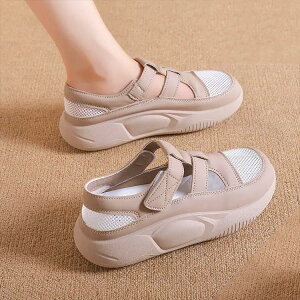 スニーカーサンダル 本革 4cmヒール 厚底スニーカー サンダル マジックテープ式 レディース 厚底 ナースシューズ シューズ スリッポン 靴 外反母趾 軽量 痛くない 春 レディース スニーカー