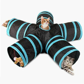 キャットトンネル 5道 猫 トンネル おもちゃ ネコ トンネル 折りたたみ ベッド ハウス プレイトンネル ネコハウス ペットベッド 水洗い可 持ち運び 犬 うさぎ ペット おしゃれ かわいい ###猫トンネルWWJTD-BL###