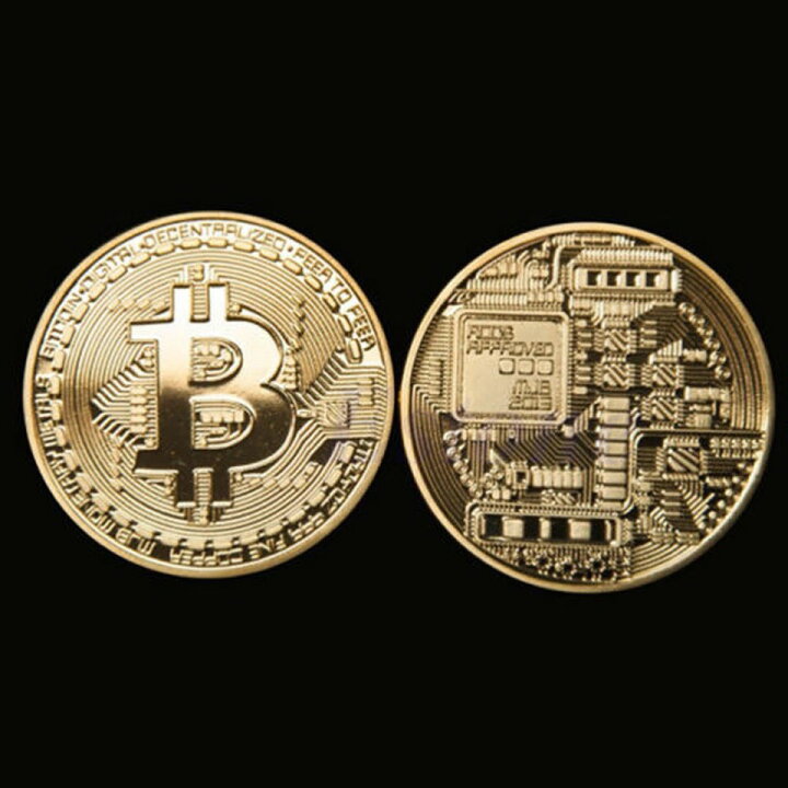 ２枚セット ゴールド ビットコイン 仮想通貨 プラスチックケース付き 金 メダル スリーセブン