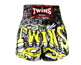 TWINS キックボクシング　ムエタイ　パンツ　総合格闘技　ブラック　イエロー