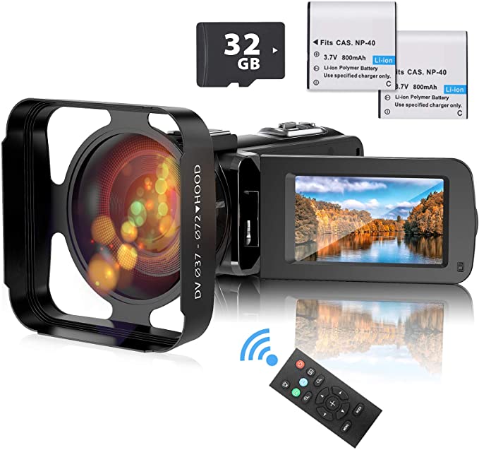 ビデオカメラ FamBrow OUTLET SALE デジタルビデオカメラ HD1080P 16倍デジタルズーム 暗視機能 32GBカード付き 2 最大128GB リモコン付属 贈呈 日本語取扱説明書付き 予備バッテリ 日本語システム レンズフード付き