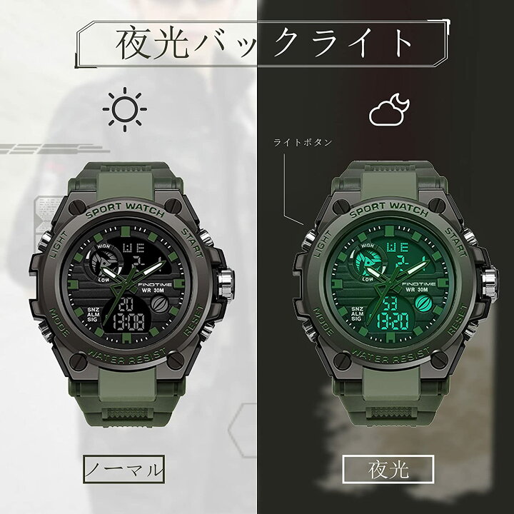 楽天市場】腕時計 デジタル ウオッチ ミリタリーウォッチ ストップ 