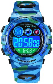 腕時計 デジタル 防水 子供 スポーツ 軽量 デジタル腕時計 多機能 日付 アラーム ストップウォッチ 学生 キッズ うで時計 ミリタリー ブルー