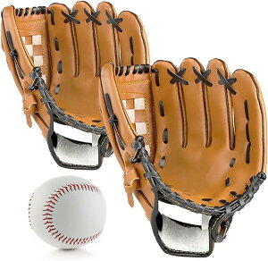 野球グローブ 軟式 キャッチボールセット グローブ 子供 親子セット 10.5+12.5インチ 練習ボール付き ソフトボール 兼用 右投げ用 左手着用 練習用 柔らかな人工皮革製 初心者向け