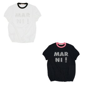 MARNI KIDS マルニ キッズ Tシャツ スタッズ付きTシャツ 半袖 丸首 クルーネック M00948M00NE 大人もOK 12歳 14歳 黒 白 ロゴ