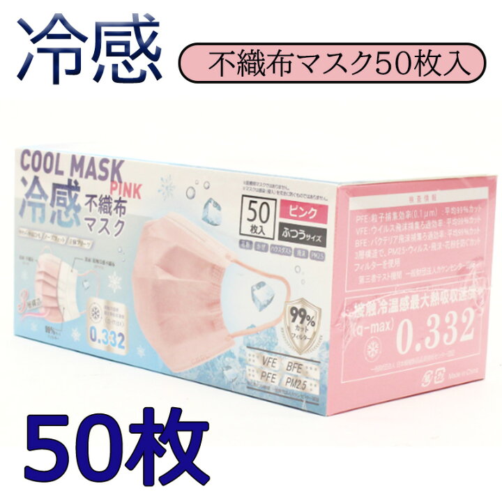 ワンステップ] 振り切っ 冷感マスク 1800枚 ピンク 不織布 1347 