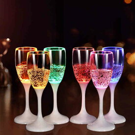 光るシャンパングラス 120ml 6色 6脚セット LED付き シャンパングラス 電池交換可能 ワイン 液体感知 パーティー bar ホームパーティ 誕生日 クリスマス イベント