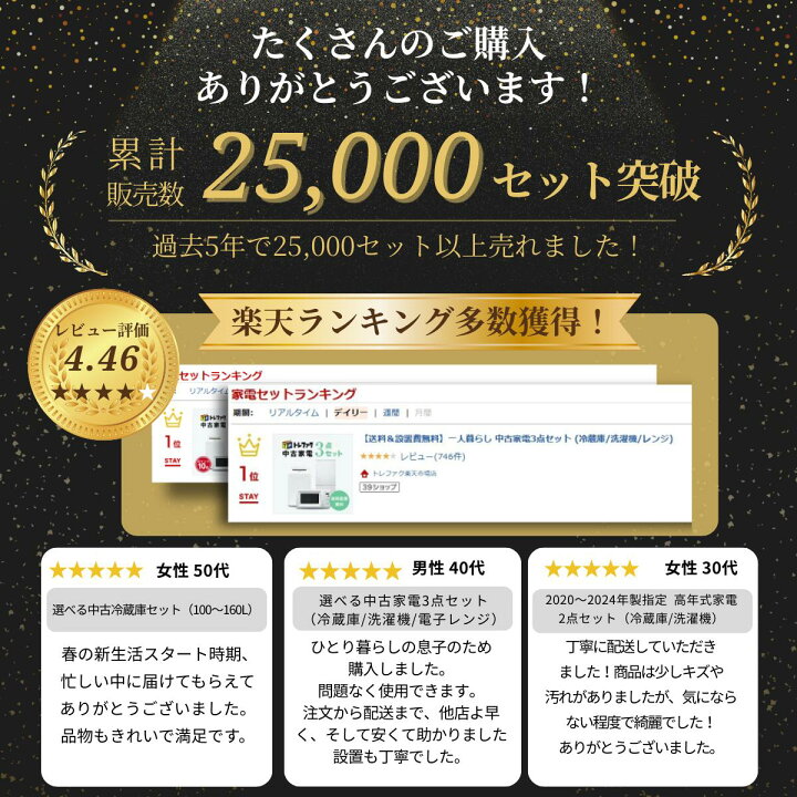 楽天市場】【送料&設置費無料】一人暮らし 中古家電2点セット (冷蔵庫 