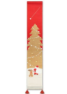 豆タペストリー 願いごと クリスマスツリー 和モダン 冬 クリスマス サンタ 手描き タぺストリー 60cm 麻 壁飾り