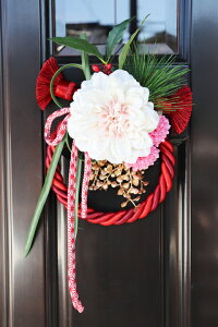 正月飾り ダリアとロープタッセルの壁飾り しめ縄 飾り プレゼント【246ss4】