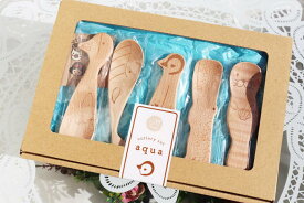 木製 カトラリー セット 5本 メープル こども用 スプーン フォーク アクア 送料無料（ゆうパケット） アニマル ドライブ プレゼント