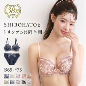 【20％OFF・6/11 01:59まで】【送料無料】 ブラジャー ショーツ セット キューティハート＆リボン通し BCDEF SHIROHATOとトリンプの共同企画 下着 レディース ブラ＆ショーツ ブラ ブラセット ブラショーツ 上下セット セットアップ セクシー 全7色 B65M-F75L ev_sp