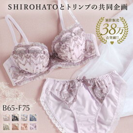 【10%OFF・お買い物マラソン】【送料無料】 ブラジャー ショーツ セット キューティハート＆リボン通し BCDEF SHIROHATOとトリンプの共同企画 下着 レディース ブラ＆ショーツ ブラ ブラセット ブラショーツ 上下セット セットアップ セクシー 全7色 B65M-F75L ev_sp