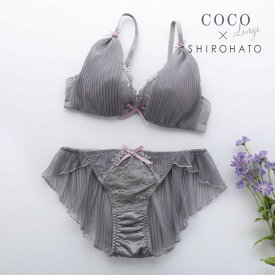 15％OFF ココランジェ COCO Linge ガーリーチュールプリーツ ブラジャー フレア ショーツ セット SHIROHATO 別注 新色 レディース trelinge ブラセット 全2色 A70-M-F75-L