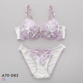 サンエイ 脇高 エレノアフラワー ブラセット ABCD 脇肉 はみ肉すっきり 脇寄せ ブラジャー ショーツ セット 美胸 谷間 丸胸 SANEI レディース trelinge 全2色 A70-M-D85-LL