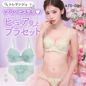 ラブジェリー プリンセスローズ ブラセット ABCD 谷間ブラ Wパッド 総レース 盛り胸 バストアップ ブラショーツセット Love gerie レディース trelinge 全2色 A70-M-D80-L