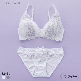 ピュアシェリ レーシーフラワー ノンワイヤー ブラセット M L LL ブラジャー ショーツ セット ワイヤレス 大きいサイズ PURECHERIE レディース trelinge 全2色 M／M-LL／LL