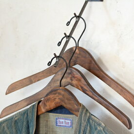 ハンガー 木製 おしゃれ かっこいい アンティークブラウン シンプル コート アウター 洋服 L 38cm