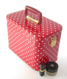 メイクボックス コスメボックス　レッド ドット柄30cmレッド化粧ケース日本製手作り　 持ち運びに便利