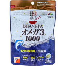 DHA＆EPA オメガ3 1000 120粒入 ●DHAやEPA、α-リノレン酸はオメガ 3(n-3系)の脂肪酸で、サラサラしているという特長があります。