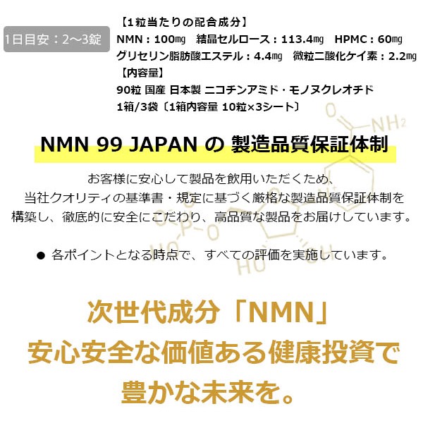 楽天市場】NMN 99％ 90粒国産 日本製 ニコチンアミド・モノ
