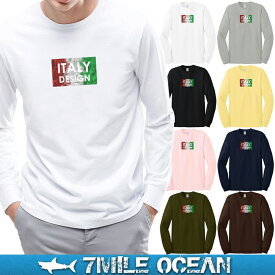 メンズ 長袖 tシャツ ロングTシャツ ロンT ITALY イタリア デザイン 国旗 プリント ロゴ アメカジ S M L XL XXL 大きい ビッグサイズ対応 秋冬物