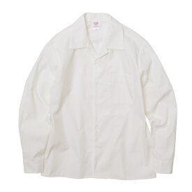 長袖 シャツ メンズ オープンカラー T/Cツイル S サイズ オフホワイト