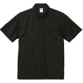 ポロシャツ 半袖 メンズ 鹿の子 ポケット付き ボタンダウン ノンブリード スペシャルドライ XL サイズ ブラック