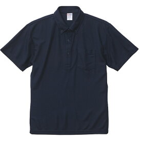 ポロシャツ 半袖 メンズ 鹿の子 ポケット付き ボタンダウン ノンブリード スペシャルドライ XL サイズ ネイビー