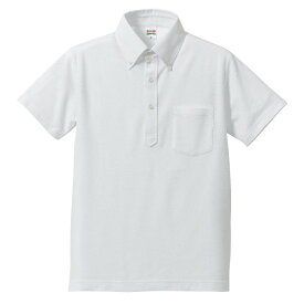 ポロシャツ 半袖 メンズ ポケット付き ボタンダウン ドライ 5.3oz XS S M L XL XXL XXXL サイズ ホワイト