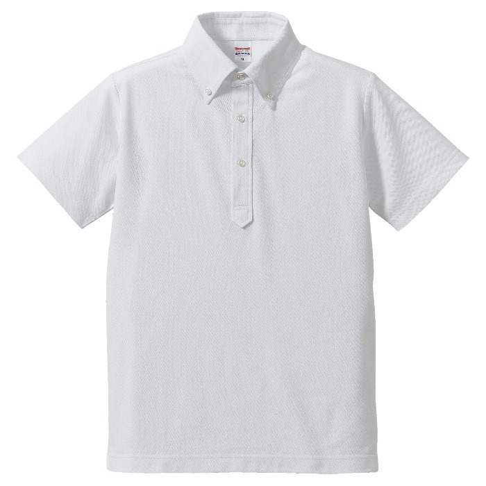 ポロシャツ 半袖 メンズ ボタンダウン ドライ ユーティリティー 5.3oz XL サイズ ホワイト
