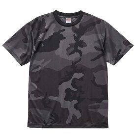 Tシャツ 半袖 メンズ ドライ アスレチック カモフラ 迷彩 4.1oz XL サイズ ブラックウッドランド