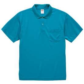 ポロシャツ 半袖 メンズ ポケット付き ドライ アスレチック 4.1oz M サイズ ターコイズブルー