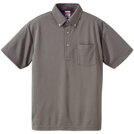 ポロシャツ 半袖 メンズ ポケット付き ボタンダウン ドライ 4.1oz XXXL サイズ グレー ビック 大きいサイズ