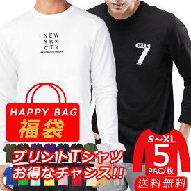 メンズ レディース 福袋 長袖 ロンt ロンT 2023 ロングtシャツ Tシャツ プリント アメカジ まとめ買い 5枚 セット 春服 秋服 冬服 新春 大きいサイズ S M L XL サイズ ブランド 7MILEOCEAN　セブンマイル オーシャン ストリート系 ロゴ 車 バイカー カジュアル スカル