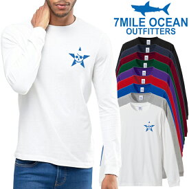 メンズ Tシャツ 長袖 ロングTシャツ ロンt プリント アメカジ 大きいサイズ 7MILE OCEAN スカル スター