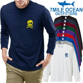 メンズ Tシャツ 長袖 ロングTシャツ ロンt プリント アメカジ 大きいサイズ 7MILE OCEAN スカル ハート